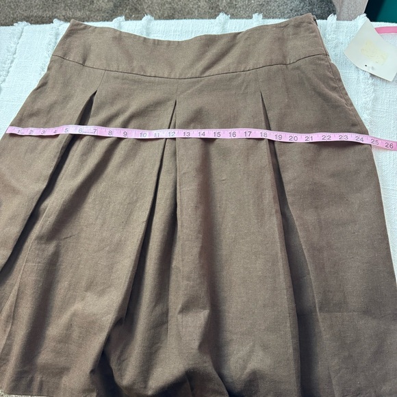 Vtg 90s NWT MG Originals Pleated A-line Linen Blend Brown Skirt Academia Size 18 - Picture 5 of 8